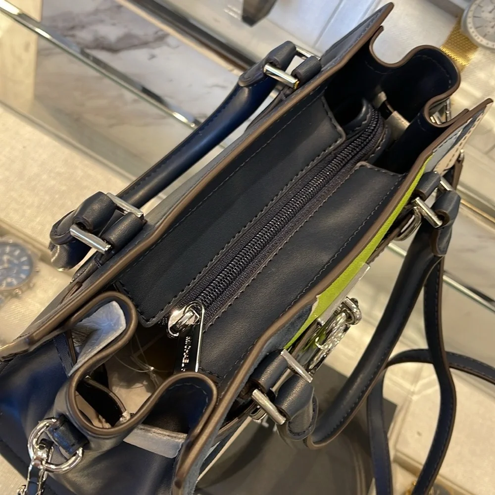 Michael Kors Hamilton Small Satchel Shoulder Crossbody Bag 
Navy Multi 
NWT - Picture 13 of 16